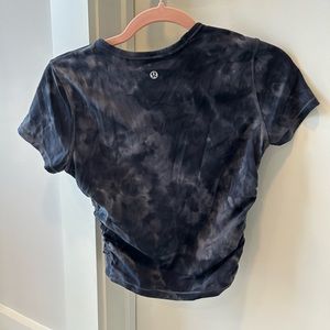 Lululemon black tie dye patterned “All it Takes” short sleeve shirt